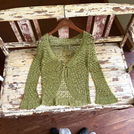 green crochet cardigan