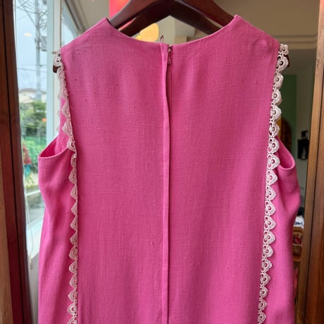 pink linen midi dress