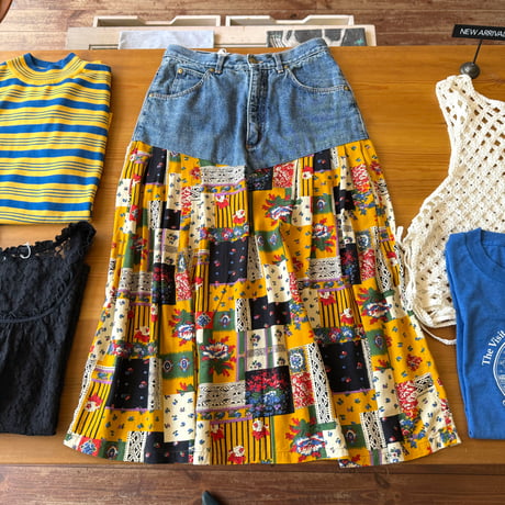made in Italy patchwork docking denim skirt