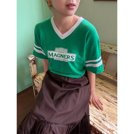 made in Mexico green v neck print tee