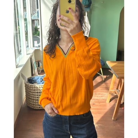 orange striped knit