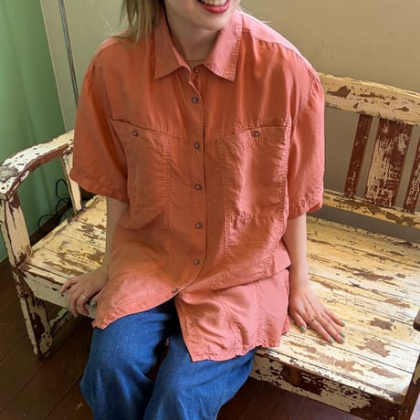 pink beige safari shirt