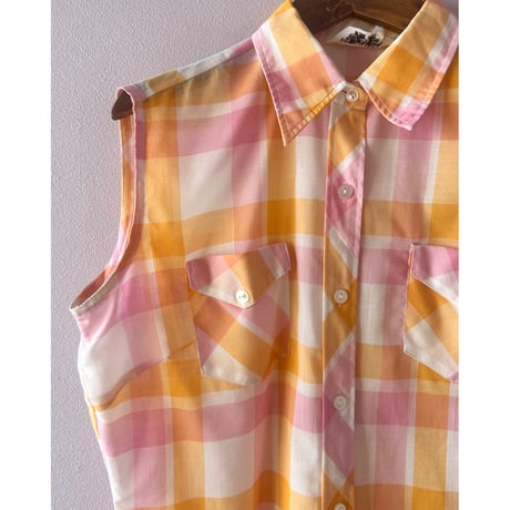 orange×pink sleeveless tops