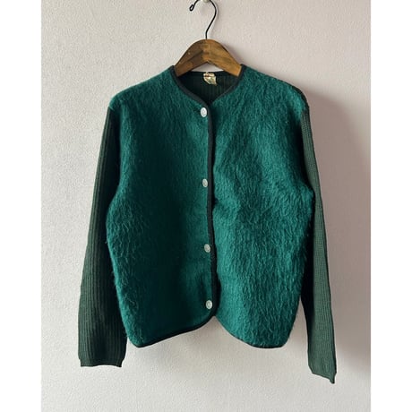 green shaggy knit jacket