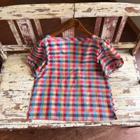 multicolored check tops