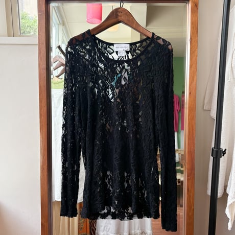 black all lace l/s tee