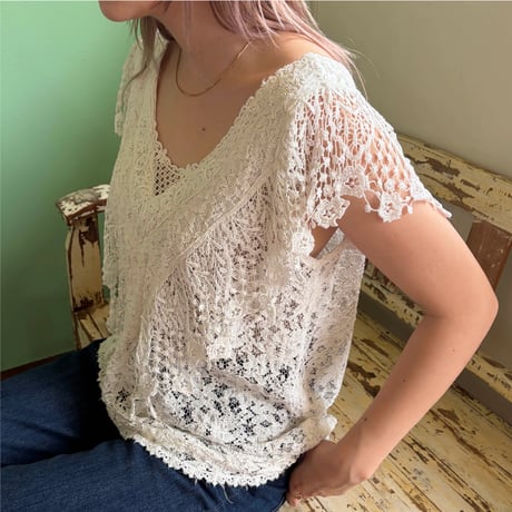 made in Italy all lace vneck  tops