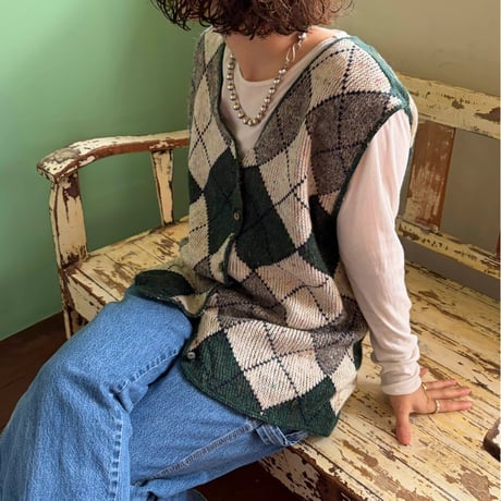 made in USA argyle knit vest