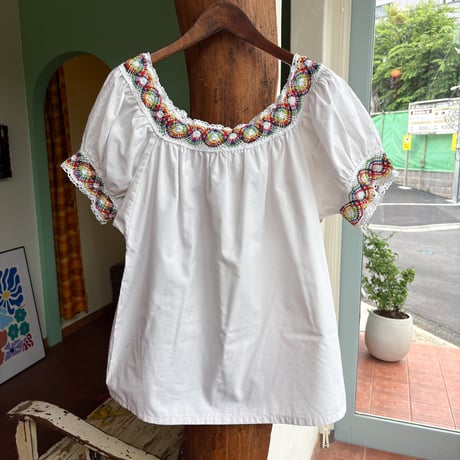 made in USA rainbow embroidery design blouse