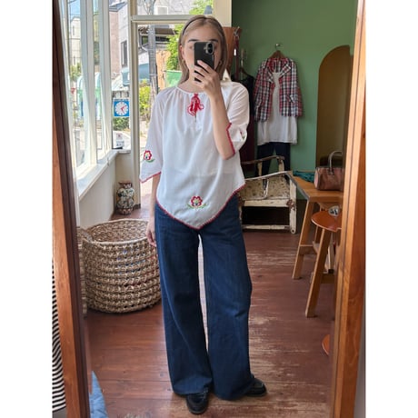 made in Hungary triangle hem embroidery tunic