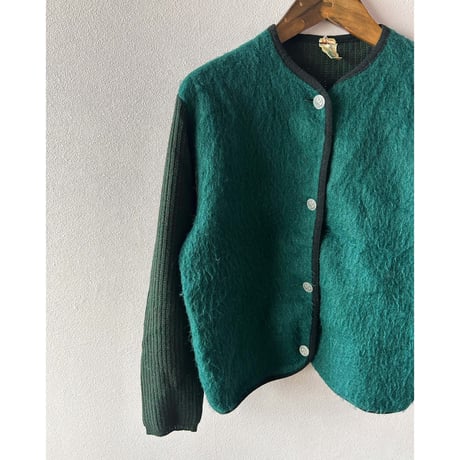 green shaggy knit jacket