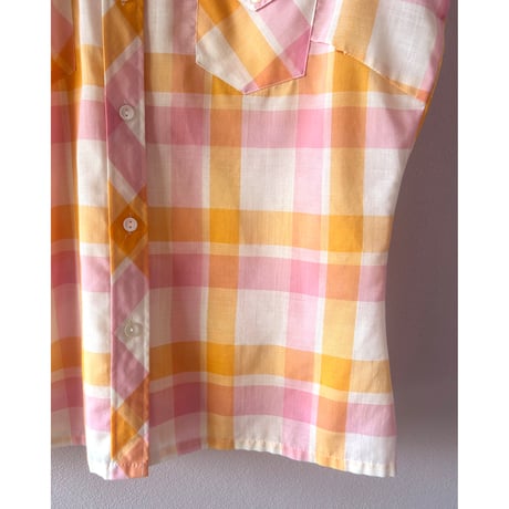 orange×pink sleeveless tops