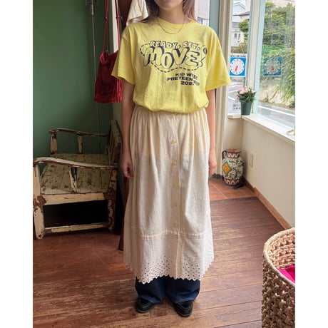 linen cutwork lace skirt