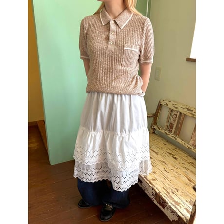 cotton frill midi skirt