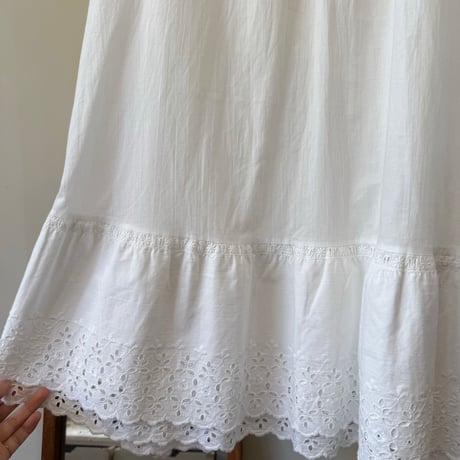 cutwork lace cotton long skirt