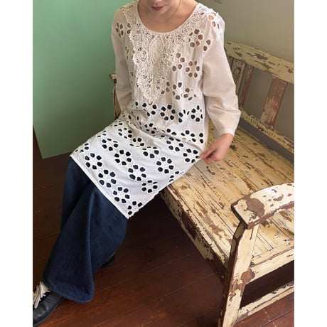 cutwork lace midi dress