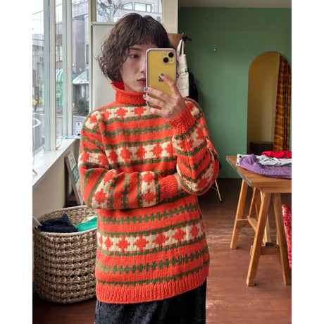 high neck design sweater