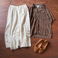linen cutwork lace skirt