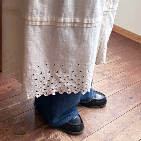 linen cutwork lace skirt