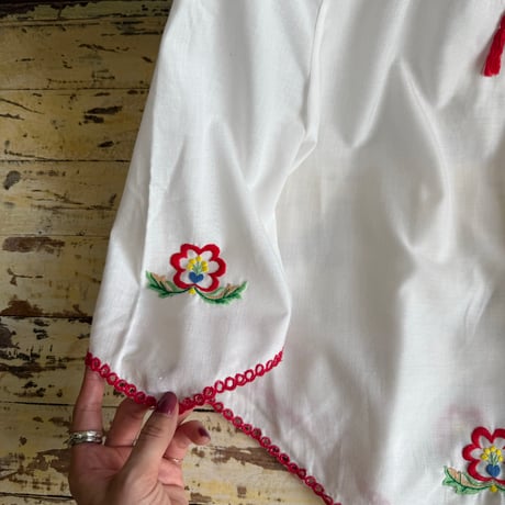 made in Hungary triangle hem embroidery tunic