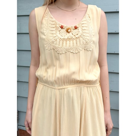 made in USA beads  embroidery long dress