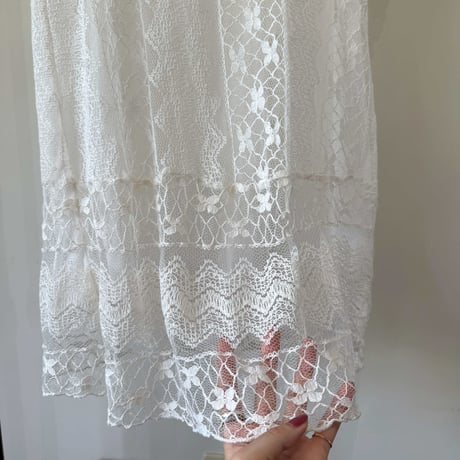 embroidery lace pom pom dress