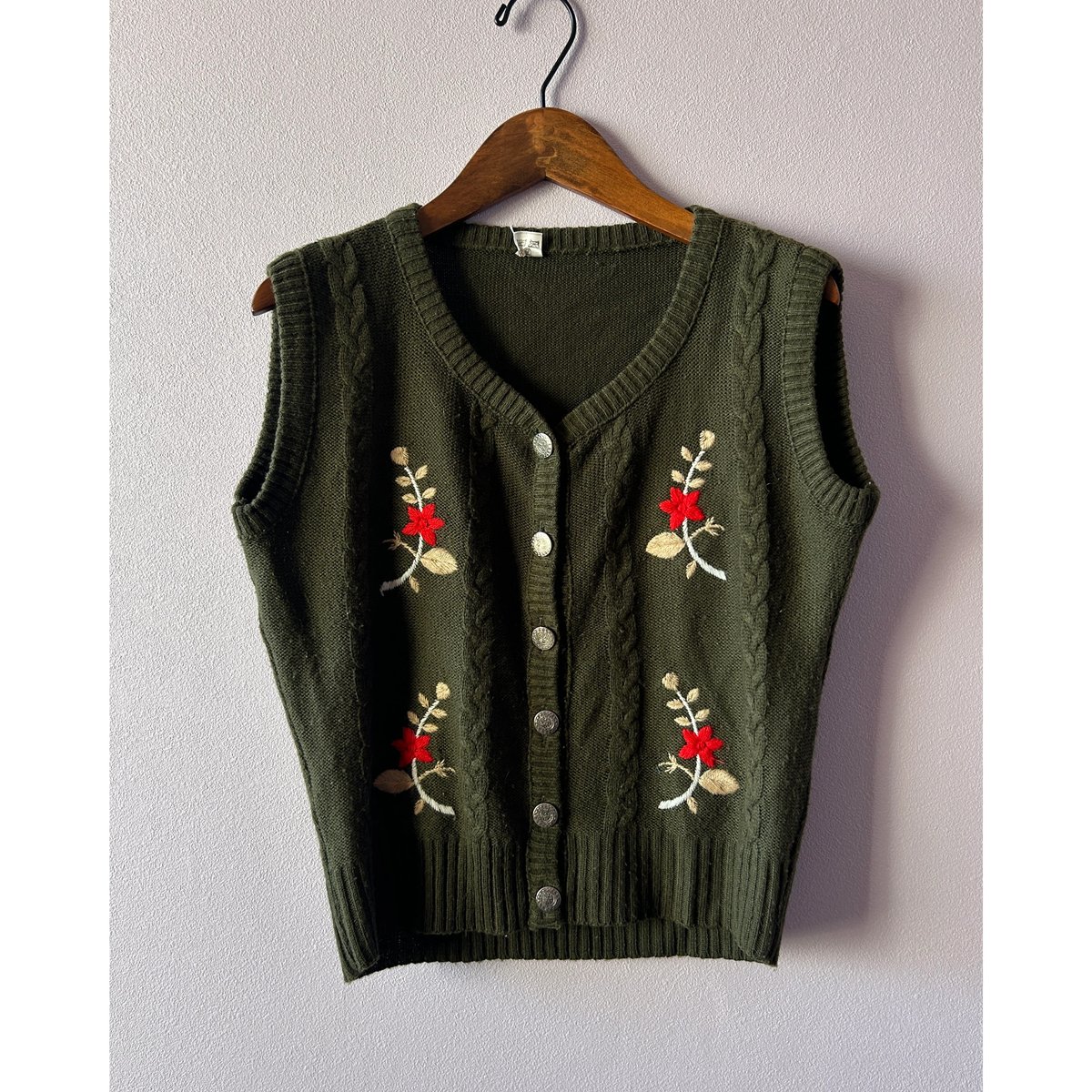 flower design knit vest | Bent