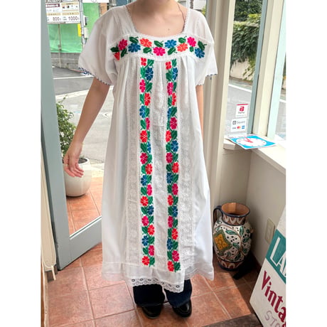 White embroidery Mexican dress
