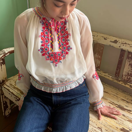 see-through Tyrolean blouse