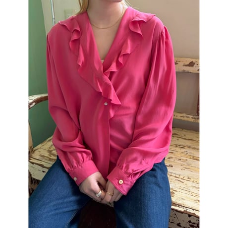 made in Italy pink frill blouse