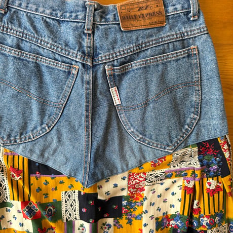 made in Italy patchwork docking denim skirt