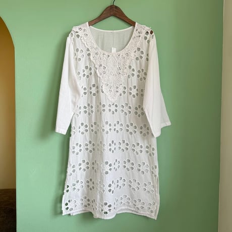 cutwork lace midi dress