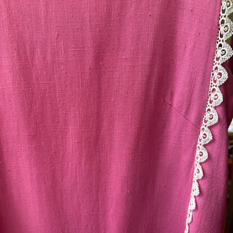 pink linen midi dress