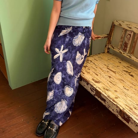 shell pattern wrap skirt