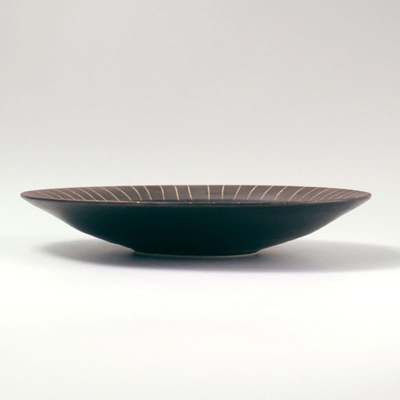黒マット黒ベルト 線 深皿（大） | 伸光窯