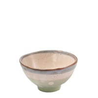 ふわふわドット ねずみ志野×ピンク化粧 ご飯茶碗（小） | 伸光窯