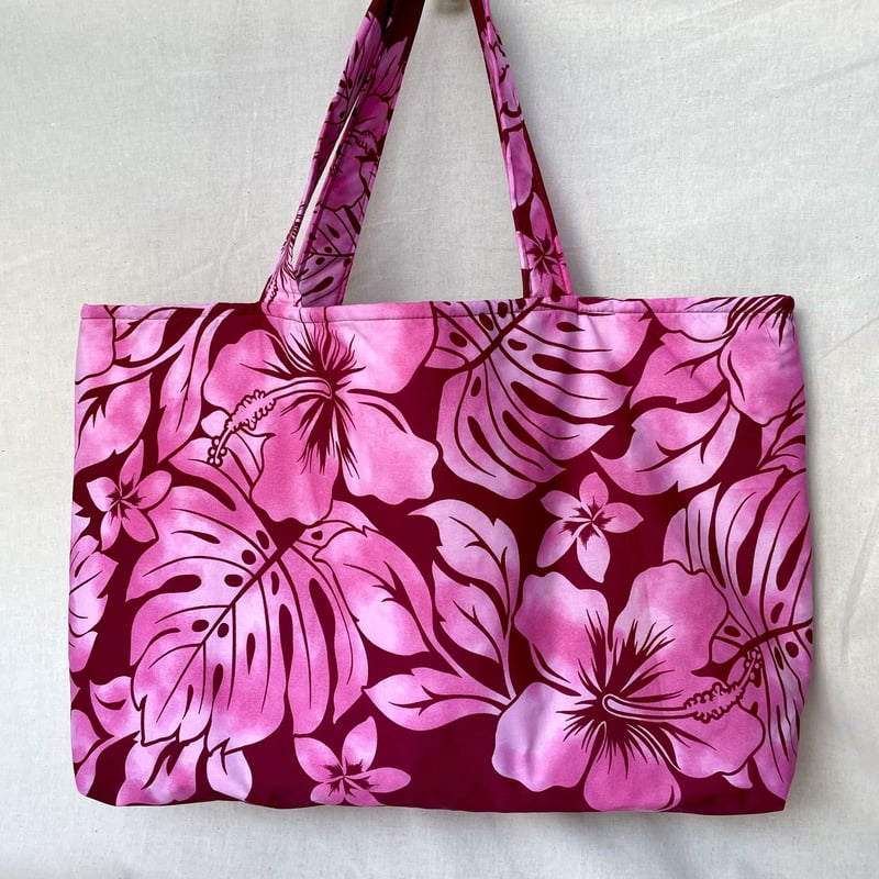 バッグ】ハワイアンレッスンバッグ トートバッグ (レッド・ピンク系