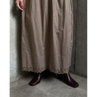 1920's antique カットワークレース スカート (brown overdyed) [7194]