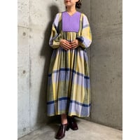 "saruche" original quilting dress with Bengal check (yellow)  [SRC0909E]