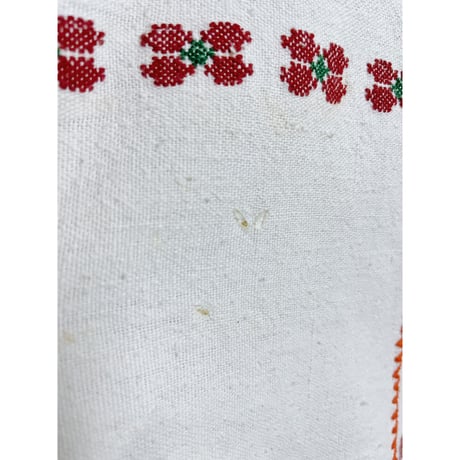 1970s メキシカン カラフル刺繍 クロスステッチ ウィピル 白【7354】