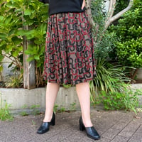 1950〜60's vintage ドットエンボス 幾何学柄 刺繍 プリーツスカート[2236]