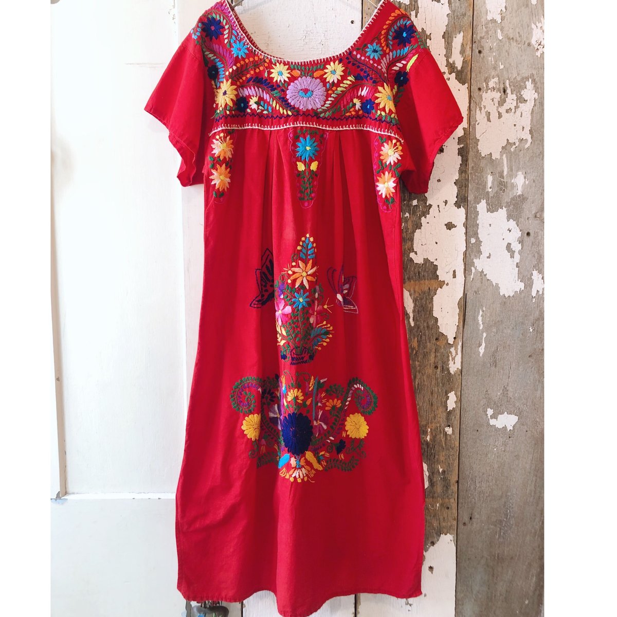 vintage 赤 メキシカン ポプラーノ刺繍ワンピース [2146] | CRUNCH &