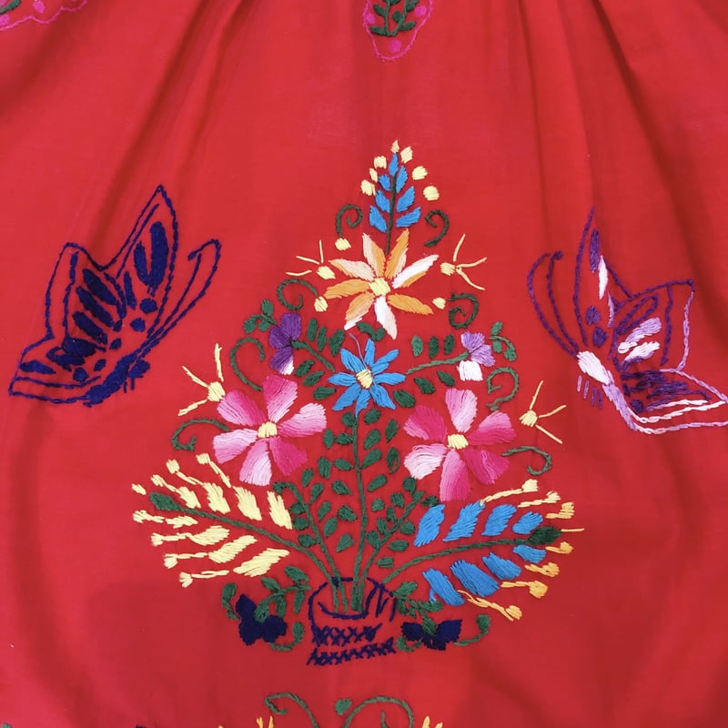 vintage 赤 メキシカン ポプラーノ刺繍ワンピース [2146] | CRUNCH &