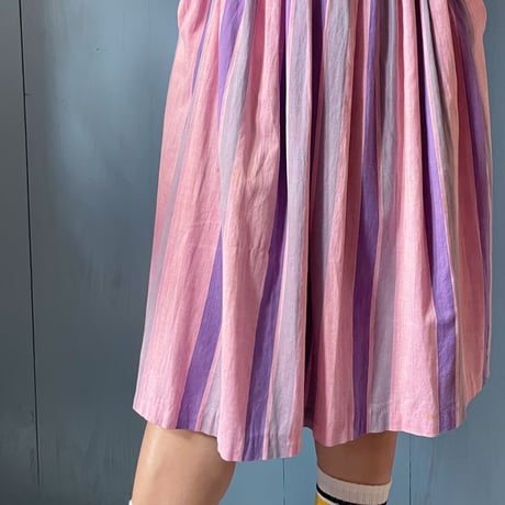 Made in Srilanka ピンク×パープル膝丈スカート[2509]