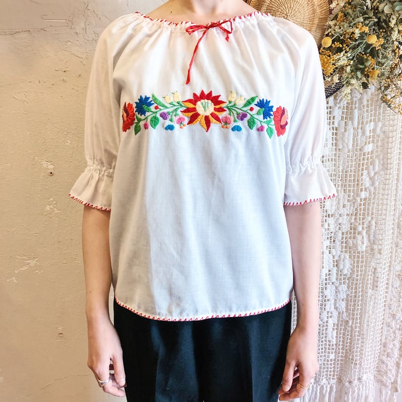 1970'S ヴィンテージ ハンガリー刺繍チュニック(WHITE)[7016] | CRUNC...