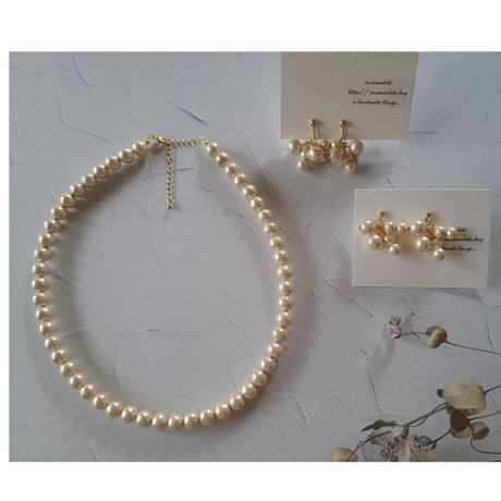cottonpearl．　necklace230214/earring230214e-1/pierce230214ｐ-1
