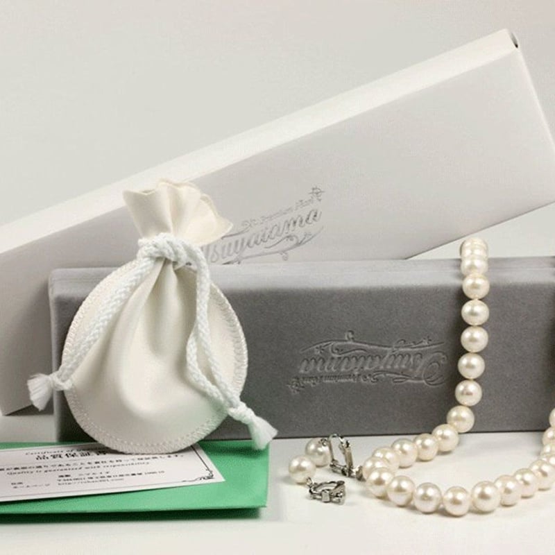 装飾パールシルバー留具 PT900 本真珠 ネックレス イヤリング 7.0〜7.5mm