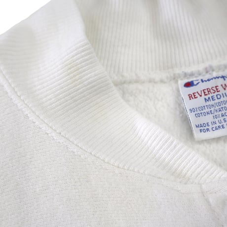 90's CHAMPION RW SWEAT "Full Snap" Solid White Mサイズ USA製