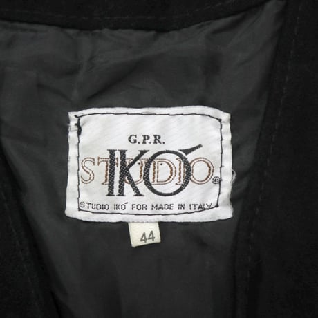"Women's" 80's～ EURO スウェード レザー ロング ベスト BLACK 44サイズ ITALY製