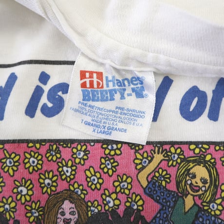 80's～ Hanes "my head is full of children ☯" プリント Tシャツ XLサイズ USA製
